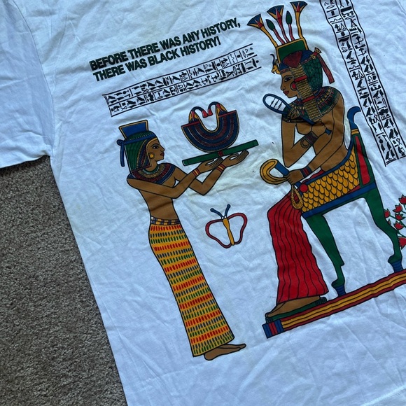 VTG 90’s Ancient Egypt Black History White Tee - Picture 3 of 5